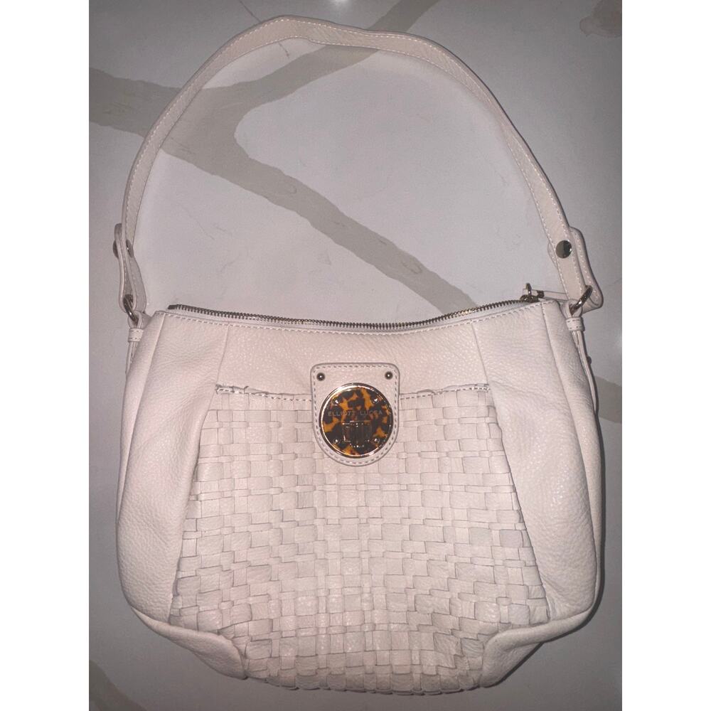 White leather shoulder bag by Elliott Lucca purse cow hide woven